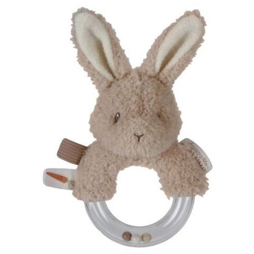Little Dutch Rammelaar Ring Baby Bunny met transparante kralenring voor zintuiglijke stimulatie en verbetering van de hand-oogcoördinatie