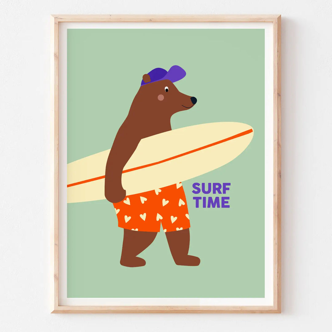 Poster 30 x 40 cm Surf Time Bear