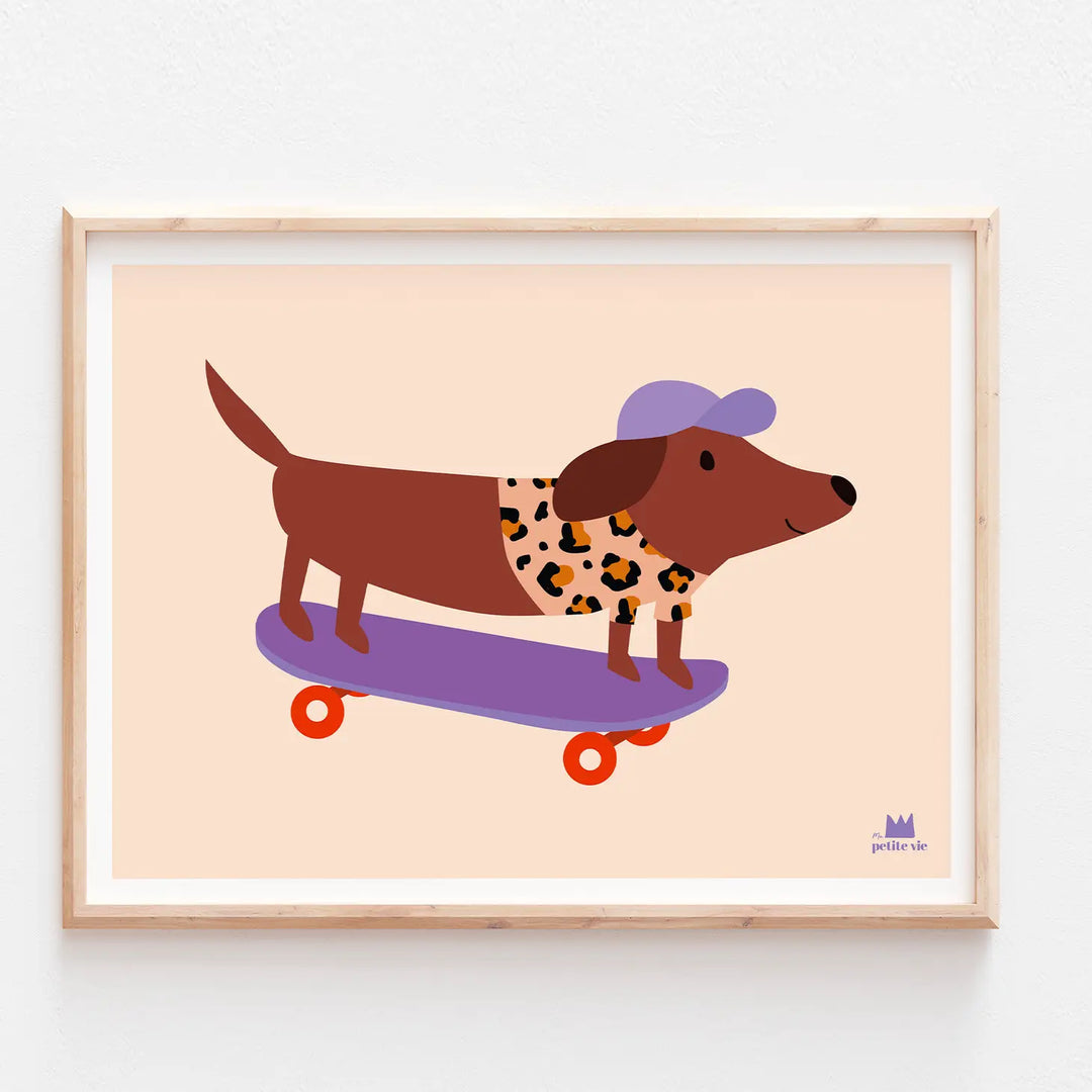 Poster 30 x 40 cm Skating Dog