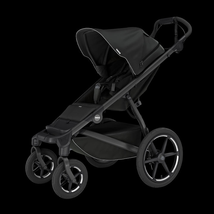 Thule Urban Glide 4-wiel buggy in zwart met grote wielen en comfortabele zitje