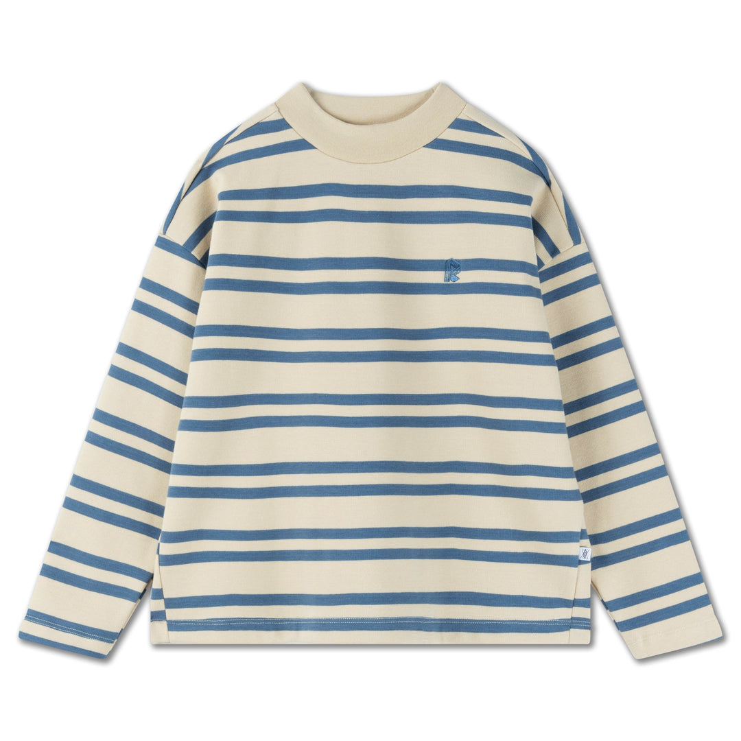 Sweater Oversized Boxy Sand Stripe Shadow Blue