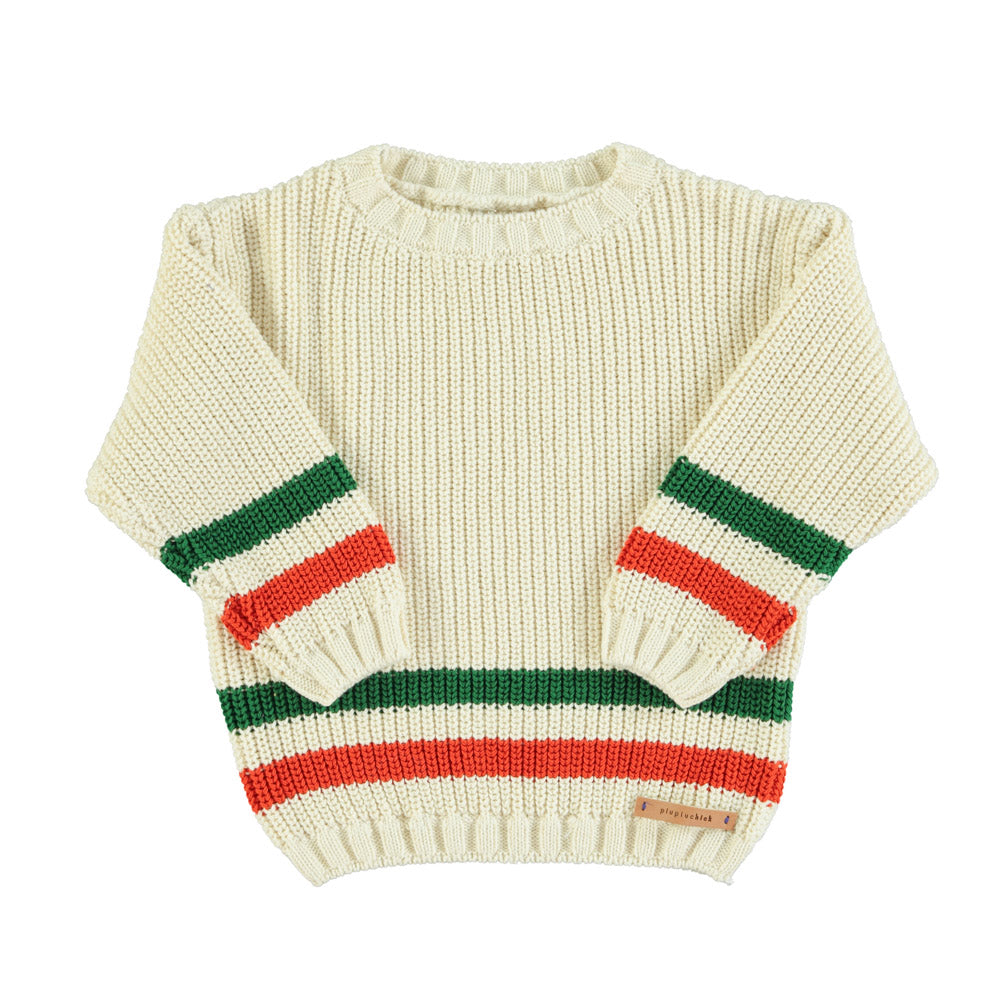 Trui Knitted Multicolor Stripes Ecru