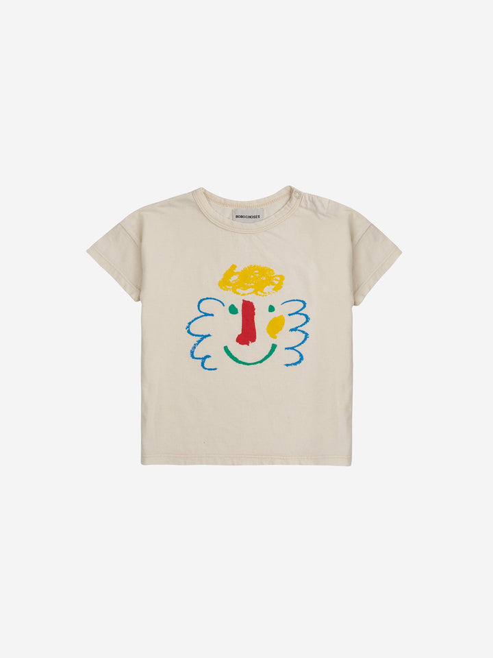 T-shirt Baby Happy Mask Offwhite