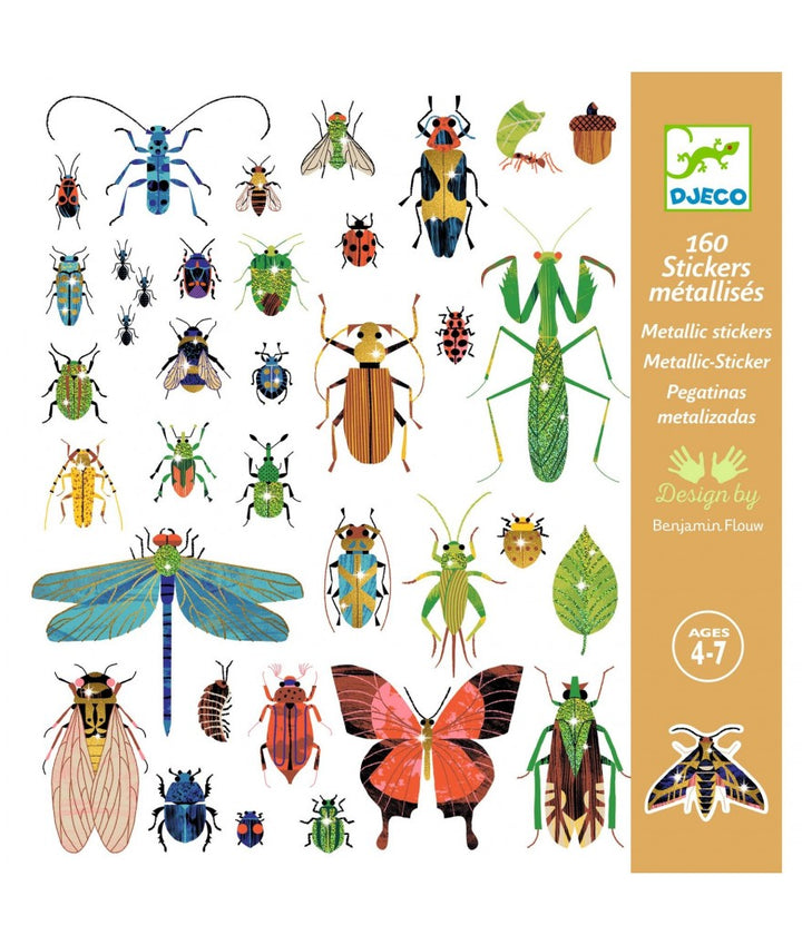 Djeco Stickers Insecten Microkosmos – 160 kleurrijke insectenstickers voor kinderen vanaf 4 jaar