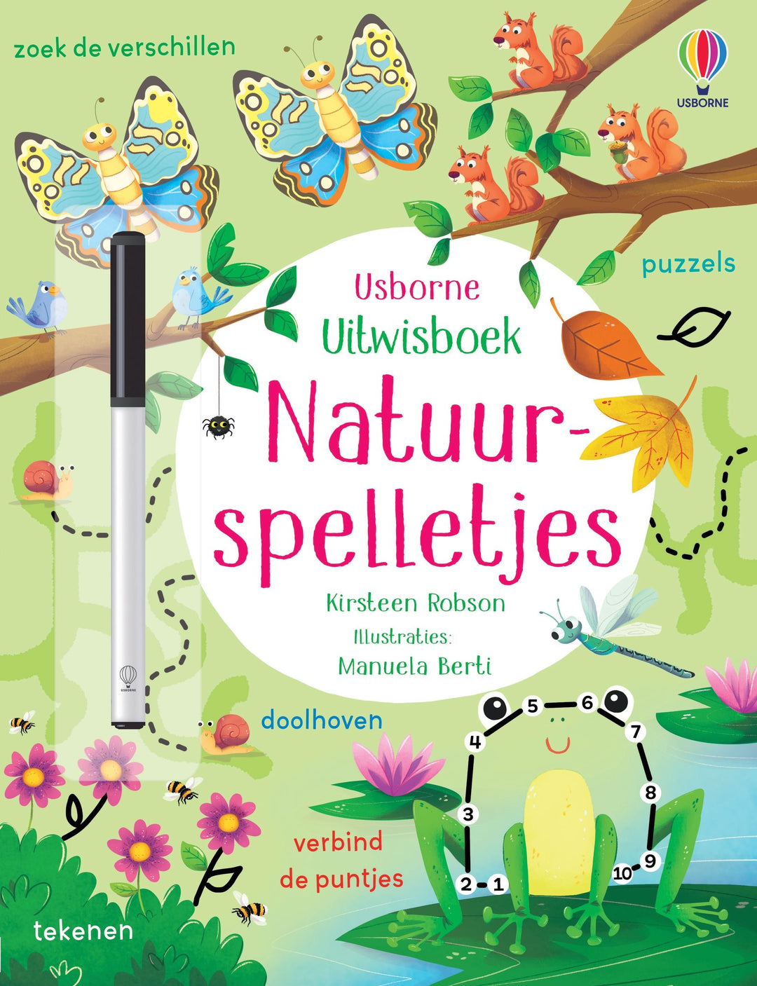 Interactief 'Boek Natuurspelletjes' van Usborne, compleet met uitwisbare pen voor eindeloos leerplezier over natuur, vanaf 3 jaar