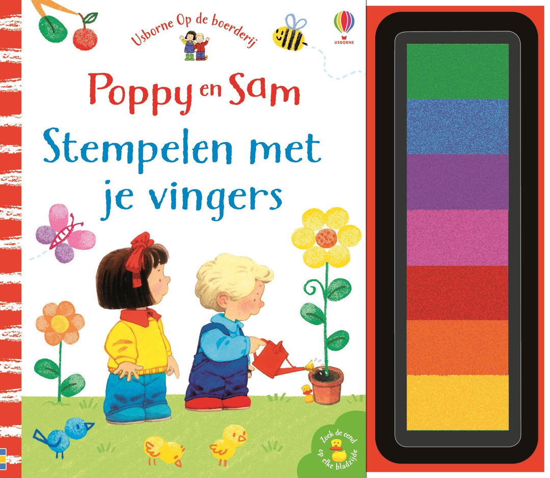 Usborne - Stempelen Met Je Vingers: Poppy en Sam | Kleurrijk Doeboek