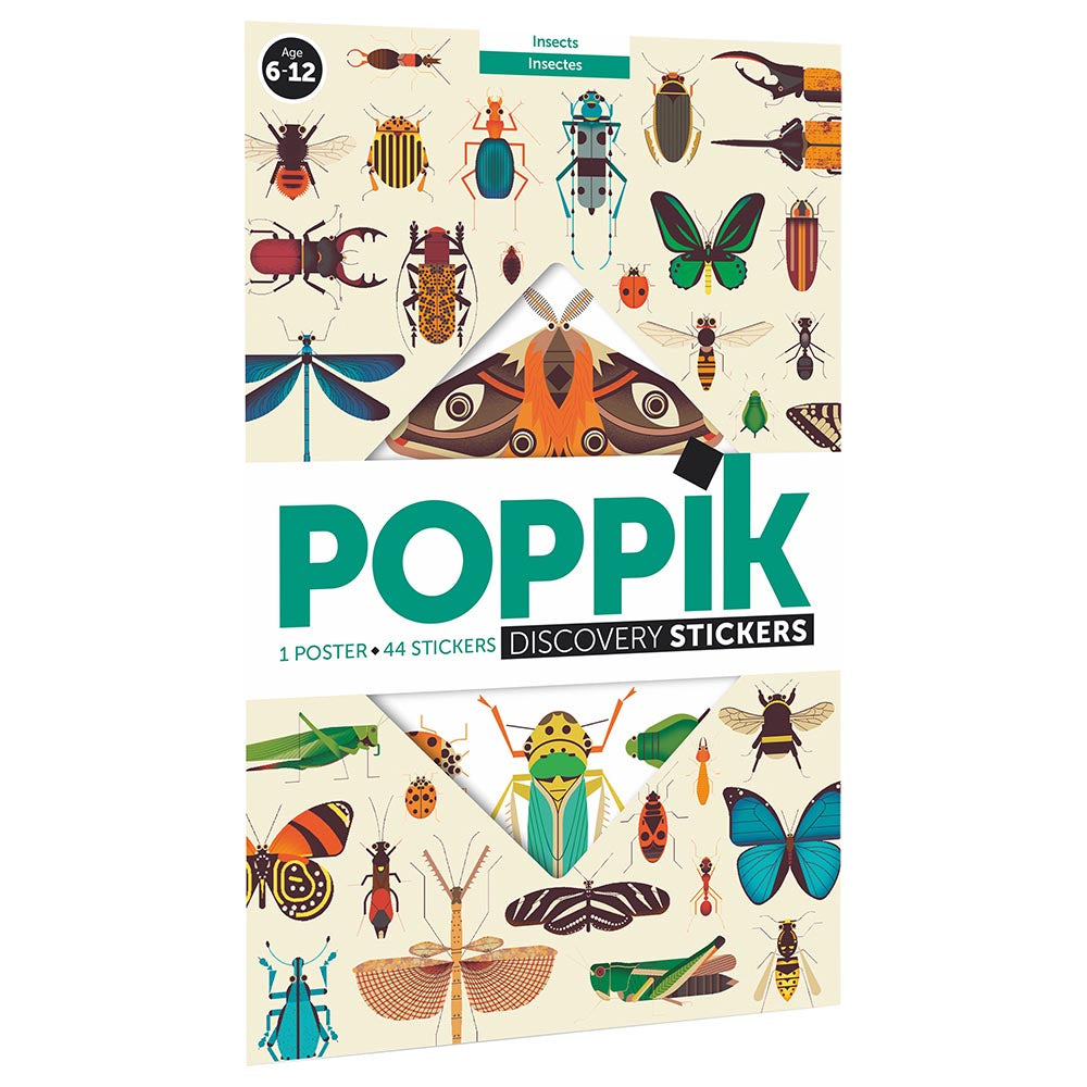 Poppik - Discovery Poster Met Stickers Insects | 6+ met 44 Herpositioneerbare Stickers