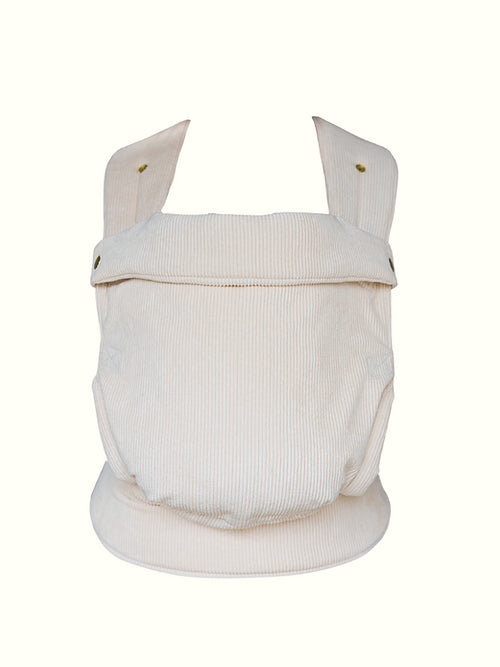 Monkose Heiwa Corduroy Creme draagzak, ergonomisch ontwerp voor baby's van 3.5 tot 15 kg, stijlvolle look, verstelbaar voor buik- en rugdragen