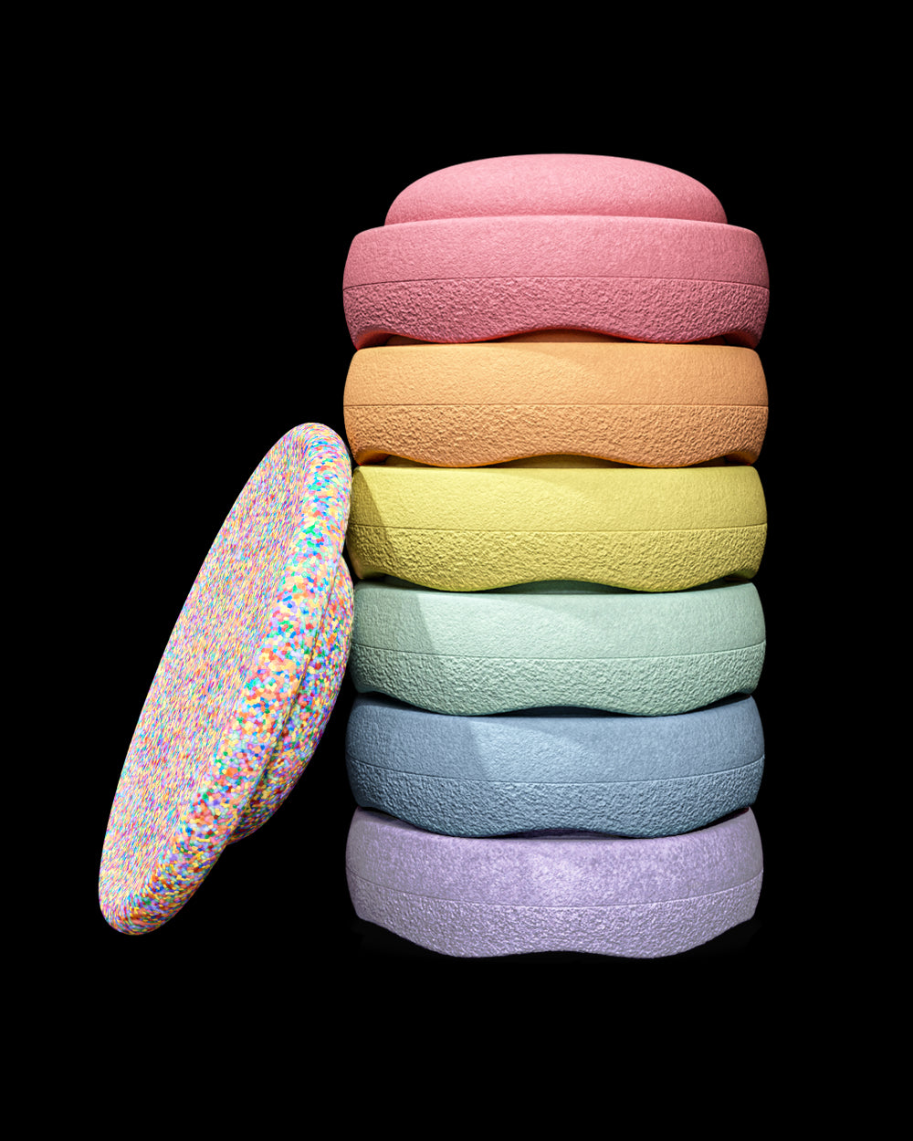 Stenen Stapelstein Super Confetti Pastel Rainbow 6 + Balanceerbord