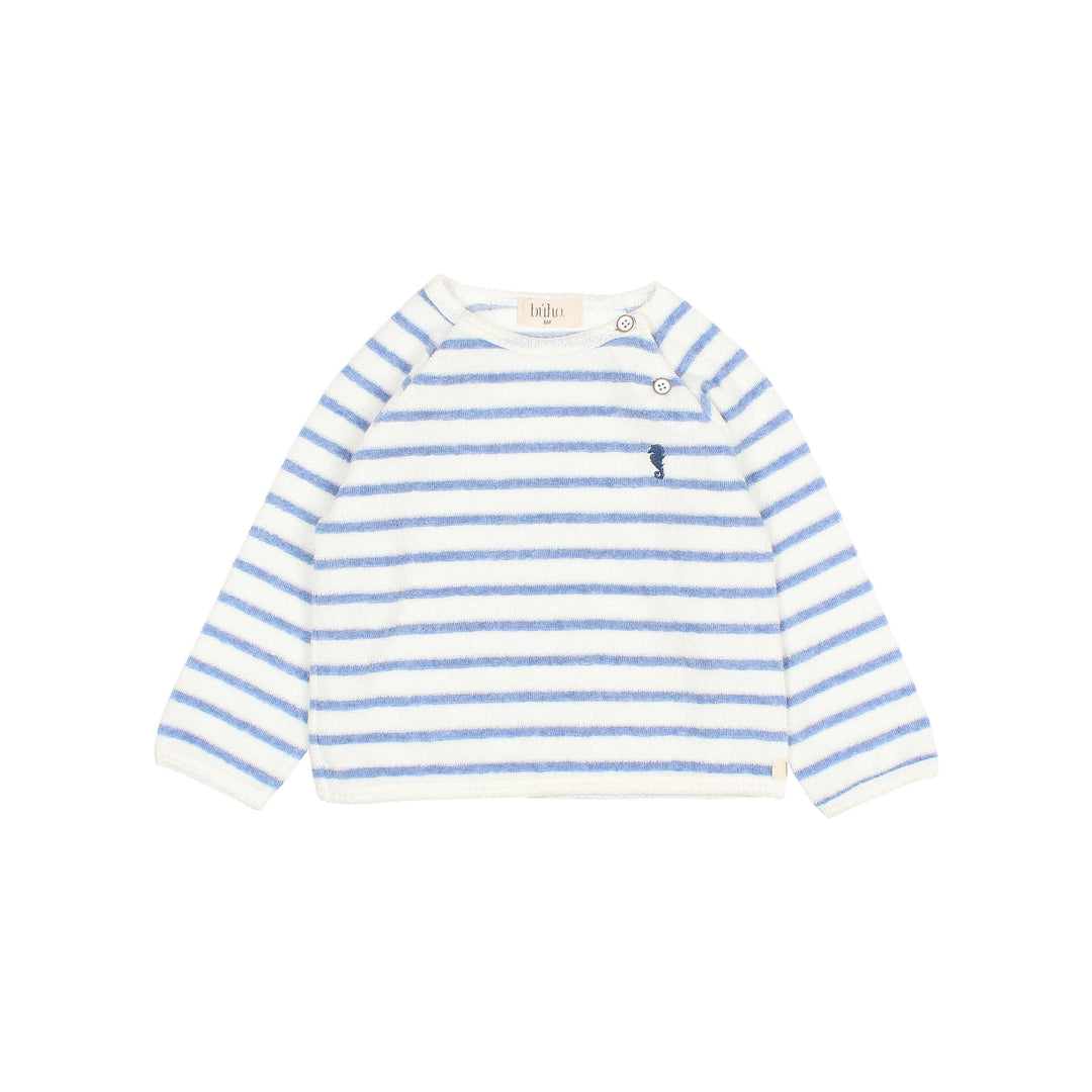 Sweater Baby Terry Stripes Placid Blue