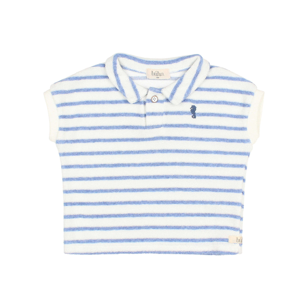 Polo Baby Terry Stripes Placid Blue