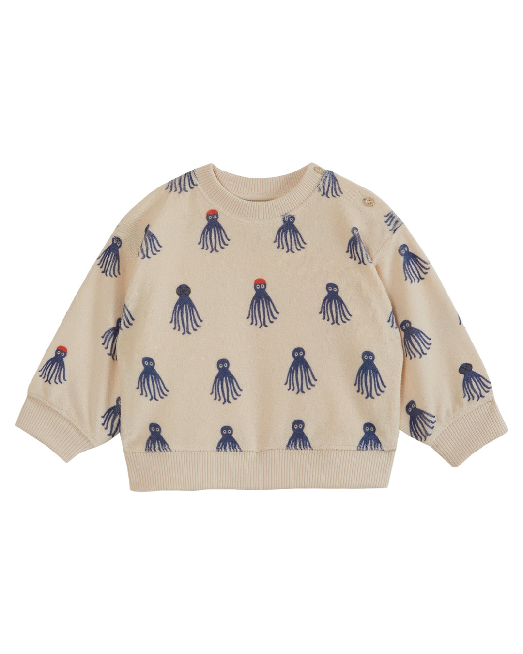 Sweater Baby Octopus Printed All Over Creme Blue