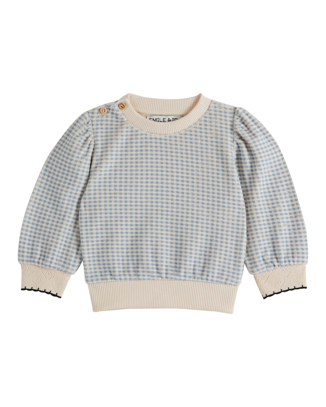 Sweater Baby Printed Terry Vichy Blue