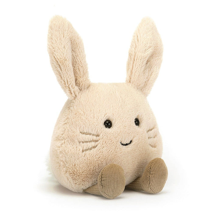 Jellycat Amuseabean Bunny knuffel, 10 cm, met zachte pluche vacht en karamelkleurige pootjes