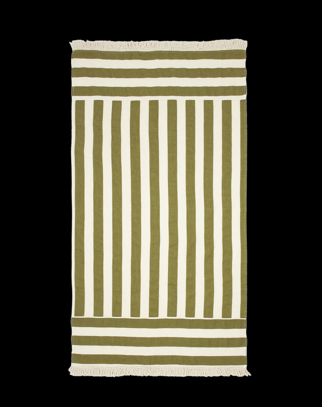 Nobodinoz Portofino Waffle Strand Handdoek Pistachio Stripes Biologisch Katoen 84x150cm