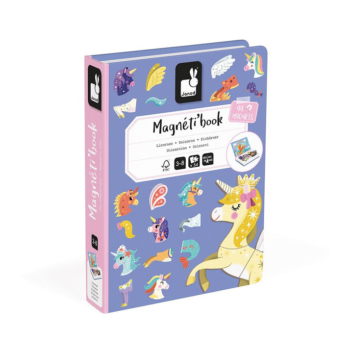 Janod Magneetboek Magneti'Book Unicorns - Eenhoorn Thema, Magnetisch Spel voor Kinderen