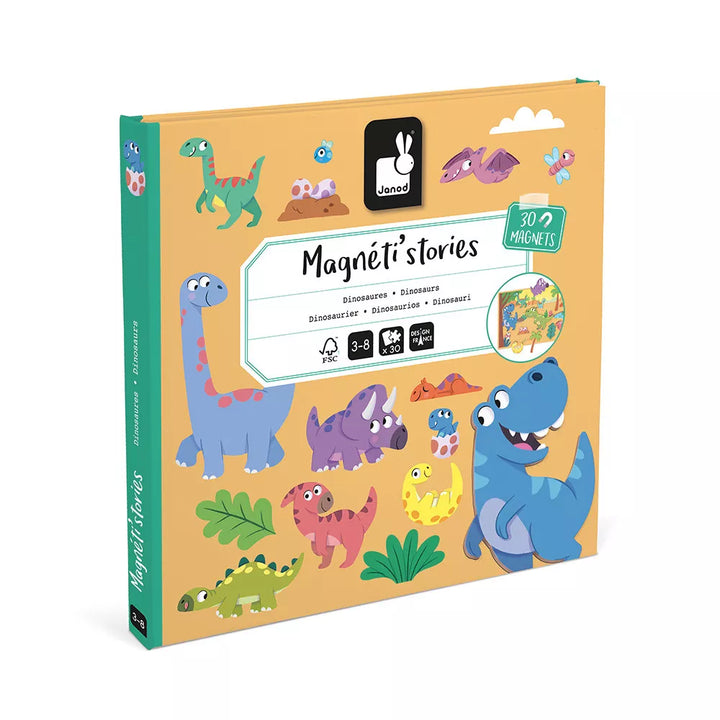 Janod Magneetboek Magneti'Book Dinosaurs - Dino Thema, Magnetisch Spel voor Kinderen