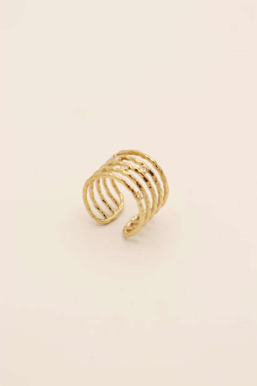 Masté Antwerp Flora Ring, gemaakt van stainless steel met gouden plating, duurzaam, waterproof en allergievrij