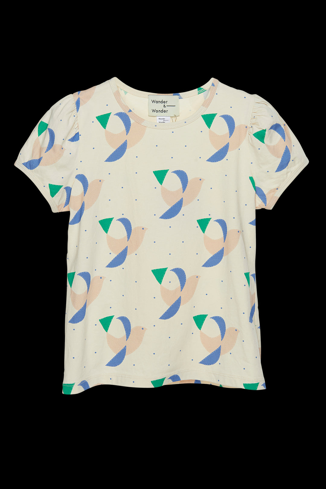 T-shirt Puff Sleeves Bird Quilt