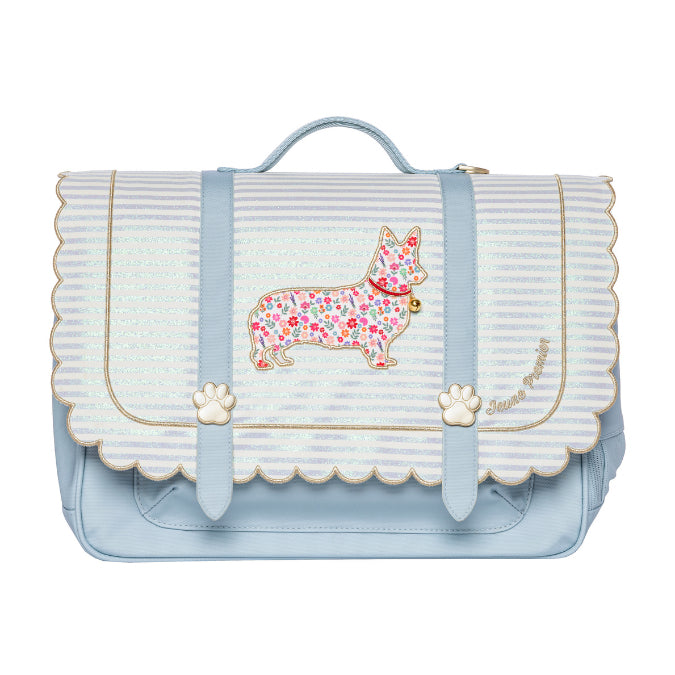 Jeune Premier It Bag Midi Liberty Corgi boekentas voor kinderen met schattige corgi hond, waterafstotend en gemaakt van gerecycleerde materialen