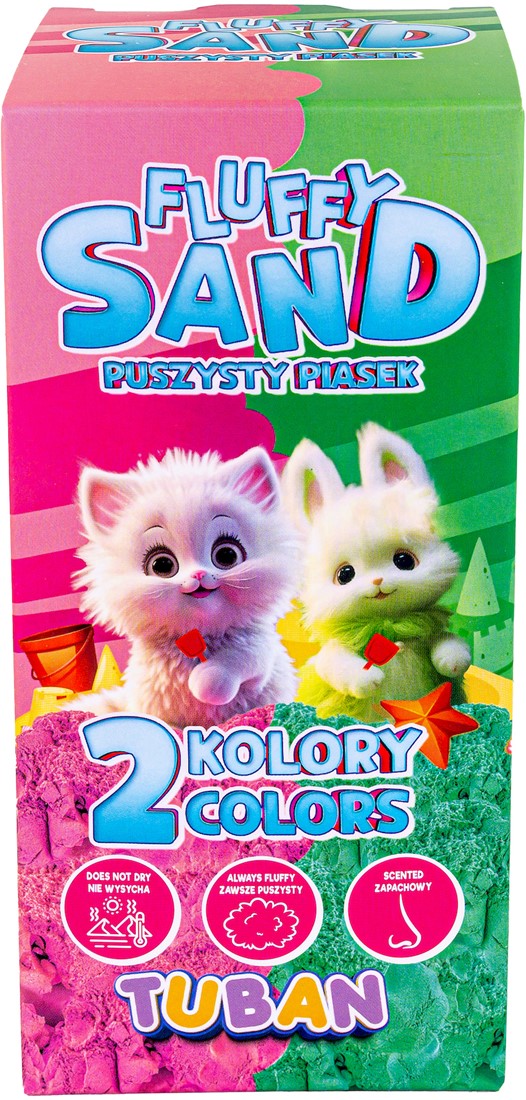 Tuban Fluffy Zand set in roze en groen, 140g, stimuleert creativiteit en ruikt naar kauwgom