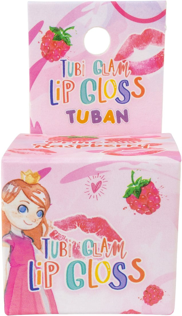 Tuban Tubi Glam Raspberry Lippenbalsem voor kinderen, biedt glans en hydratatie, ruikt naar raspberry