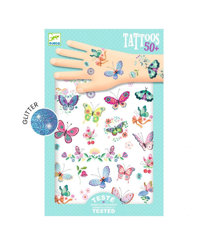 Djeco Tattoos Droomvlinders - Glitter Vlinder Tattoos voor Kinderen