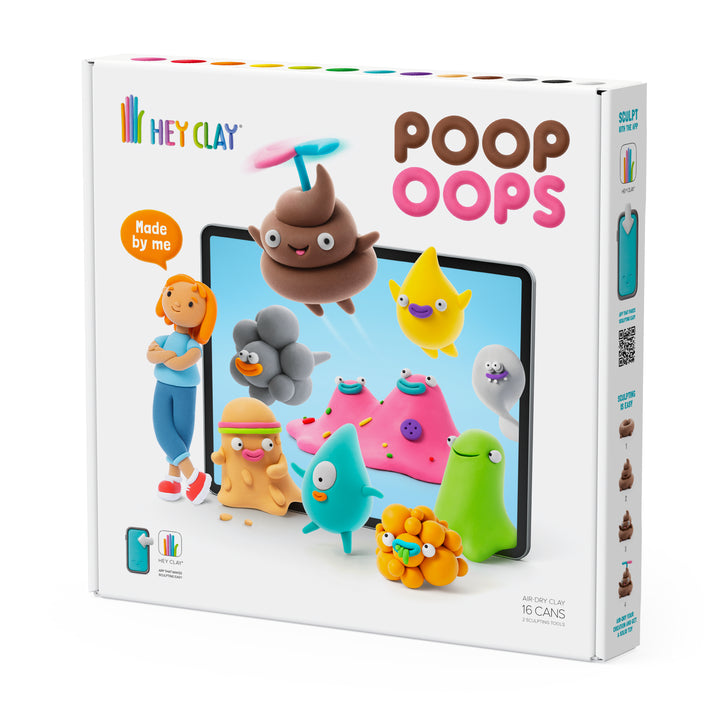 Hey Clay Starterset Klei PoopOops met 16 potjes in diverse kleuren