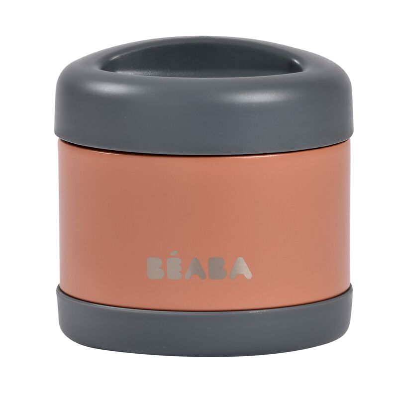Béaba thermopotje 500ml in Mineral Grey/Terracotta met dubbelwandige isolatie
