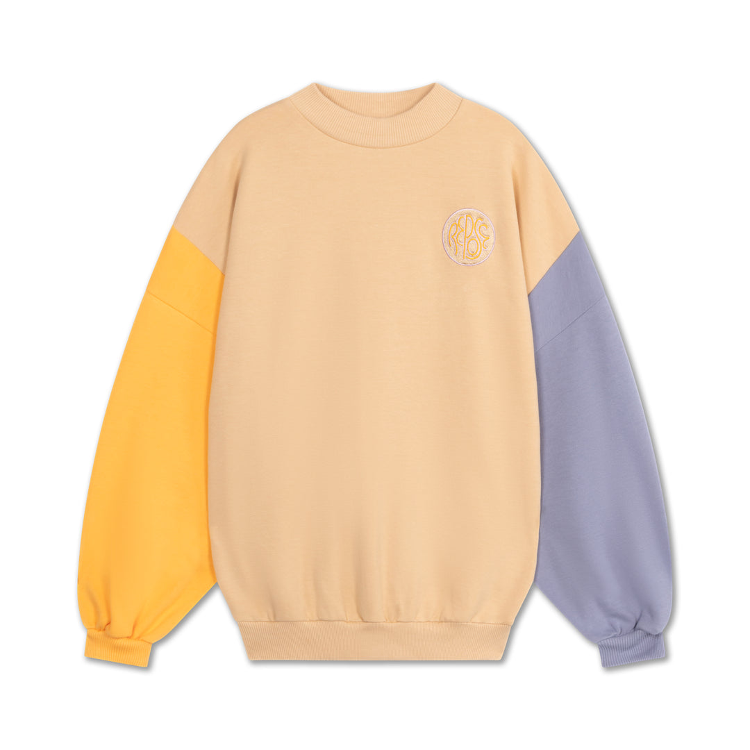 Repose Crewneck Sweater met colorblock design, geribde hals en oversized pasvorm