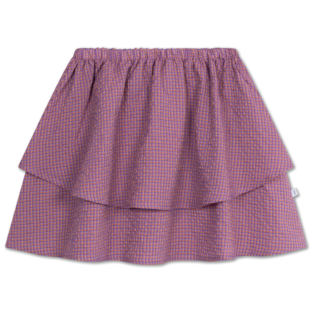 Repose Rok Ava in Multi Mauve Check met ruches en elastische tailleband