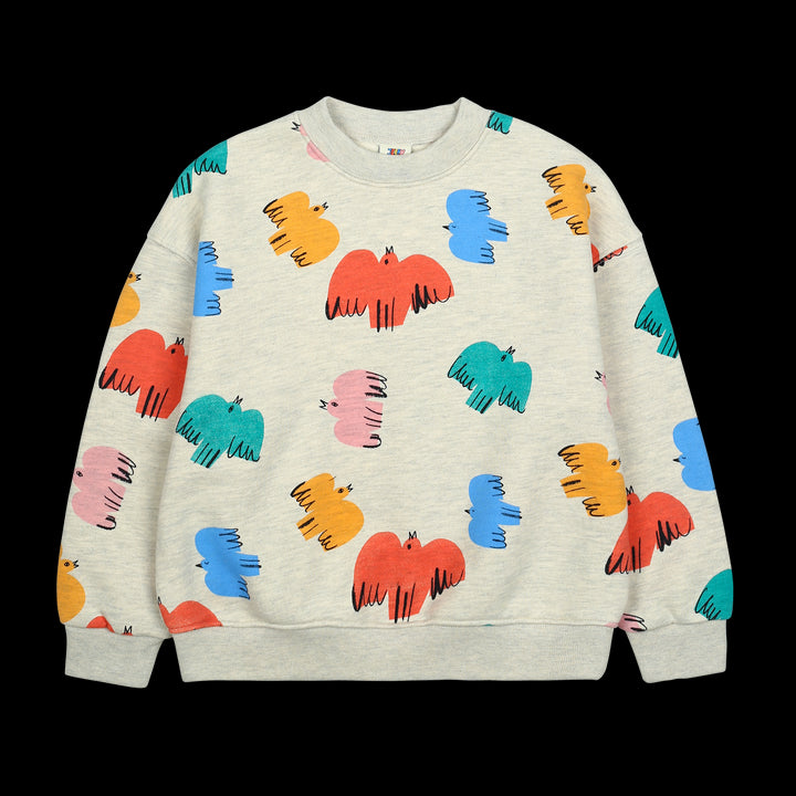 Sweater Colorful Bird Oatmeal