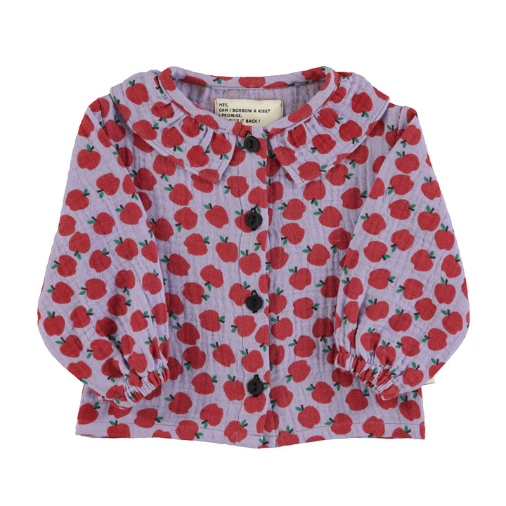 Blouse Baby Red Apples Round Collar Lilac