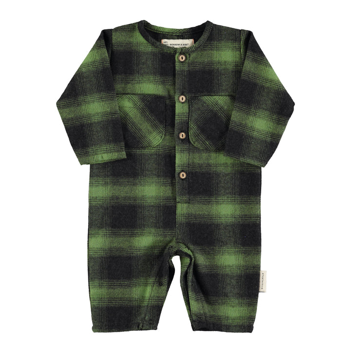 Onesie Baby Checkered Flannel Green / Black