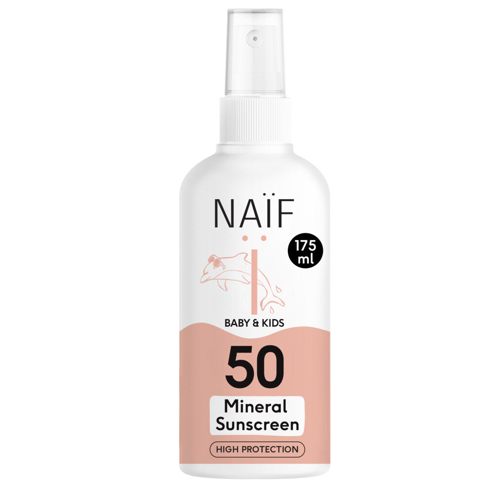 Naïf zonnecrème spray SPF50 175ml voor kinderen met zinkoxide