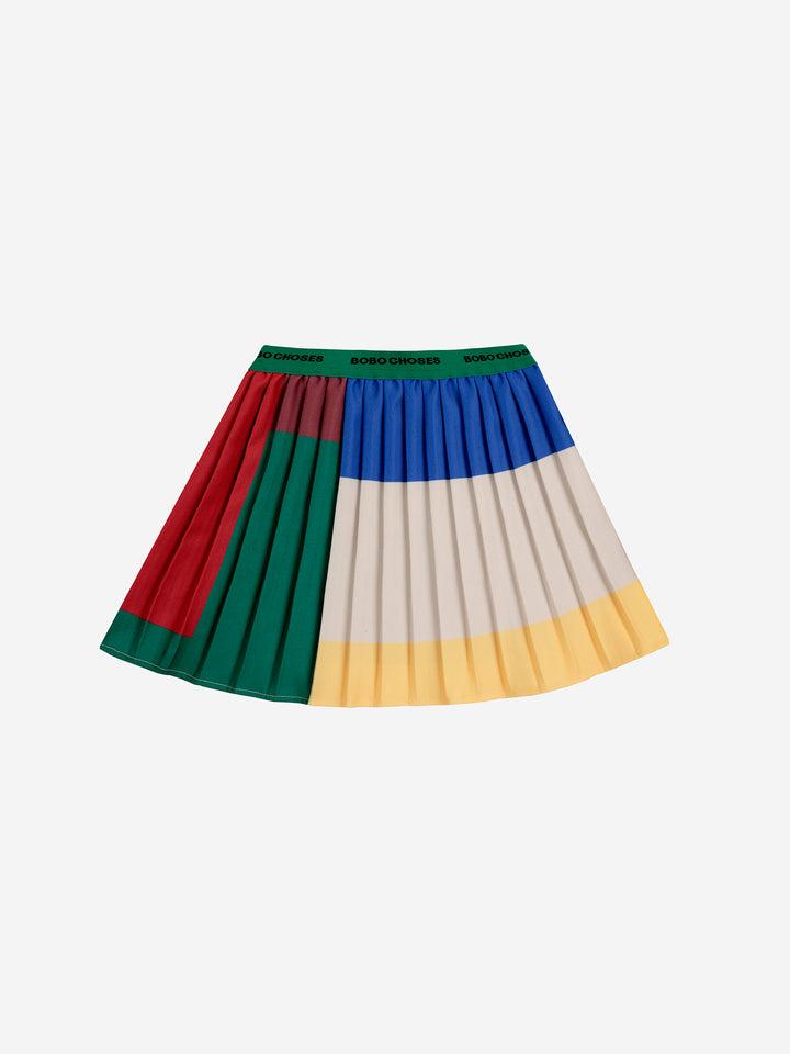 Rok Pleated Woven Color Block Multicolor