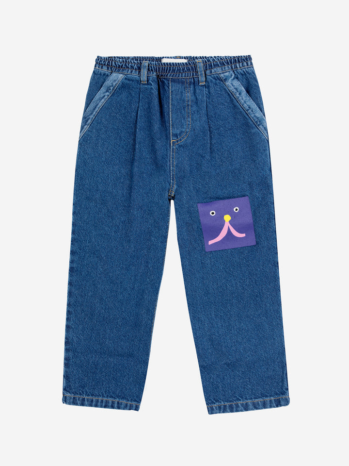 Jogging Broek Funny Face Denim Blue