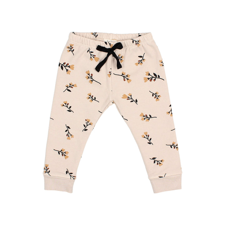 Buho pluche legging in Sand met folkloristische print, elastische tailleband en decoratieve strik