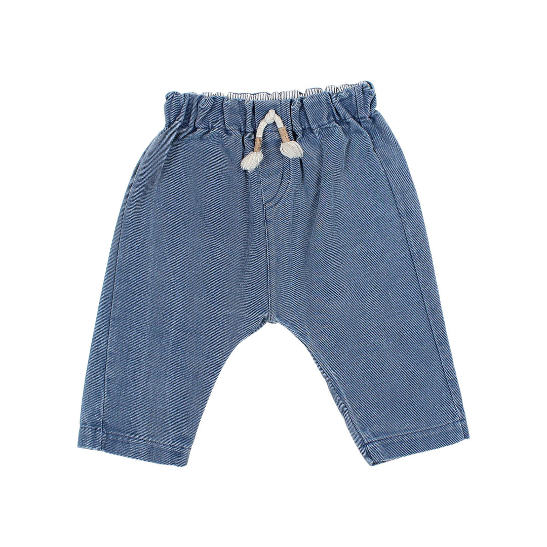 Buho baby jeans broek in Denim Blue met elastische taille en decoratief trekkoord