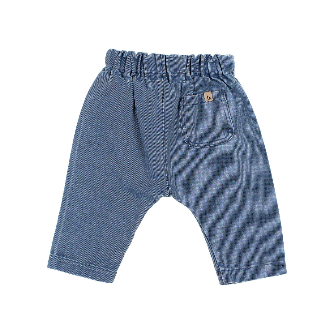 Buho baby jeans broek in Denim Blue met elastische taille en decoratief trekkoord