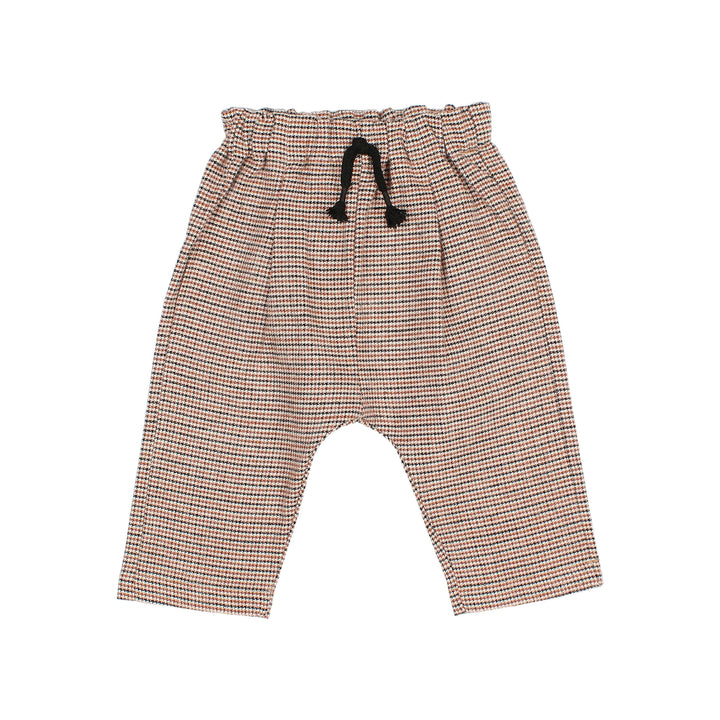 Buho geruite babybroek Harrys in Unico met elastische tailleband en decoratief koord