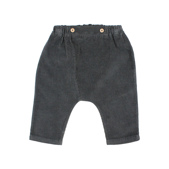 Buho baby corduroy broek in Antracite met elastische taille en sierknopen aan de voorkant