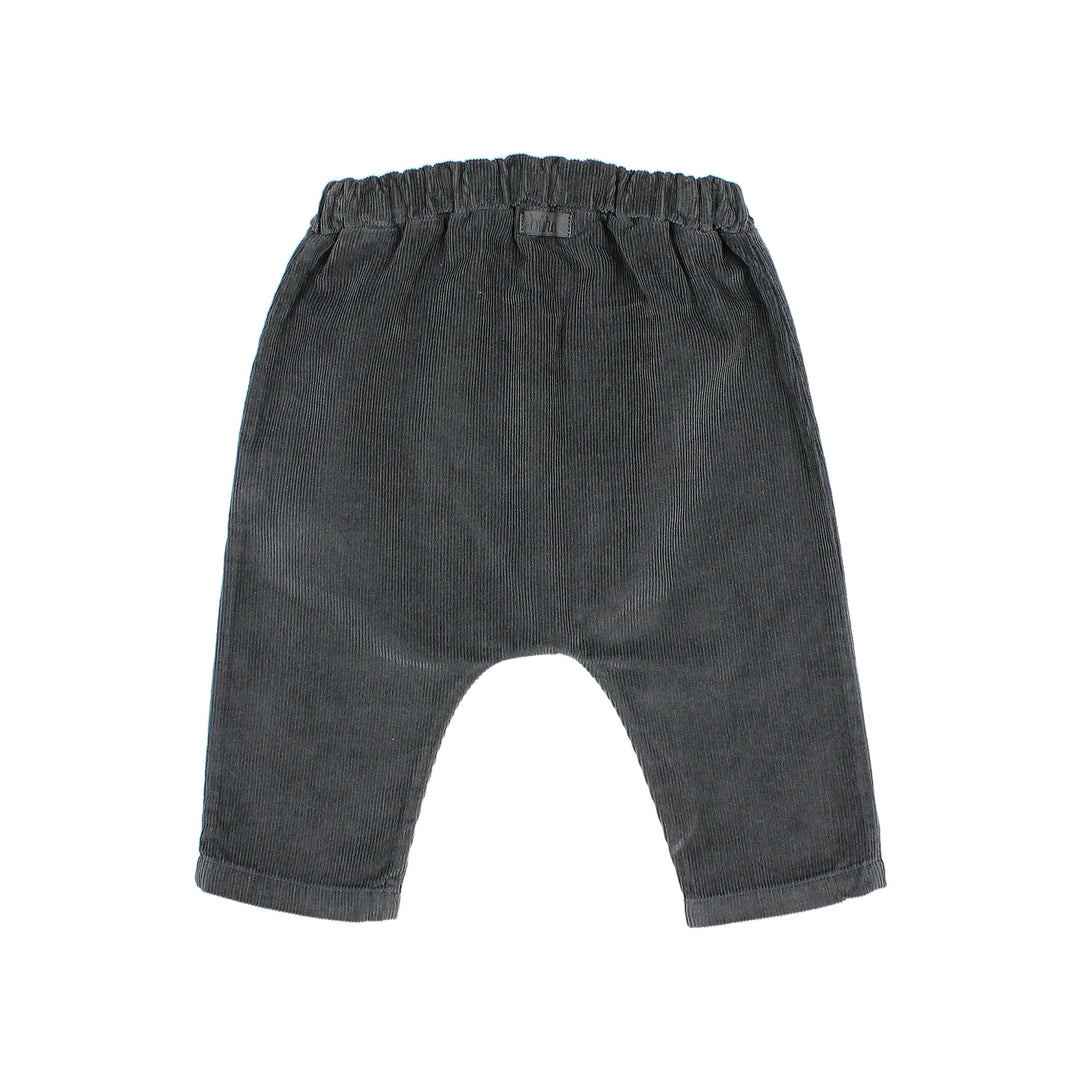 Buho baby corduroy broek in Antracite met elastische taille en sierknopen aan de voorkant