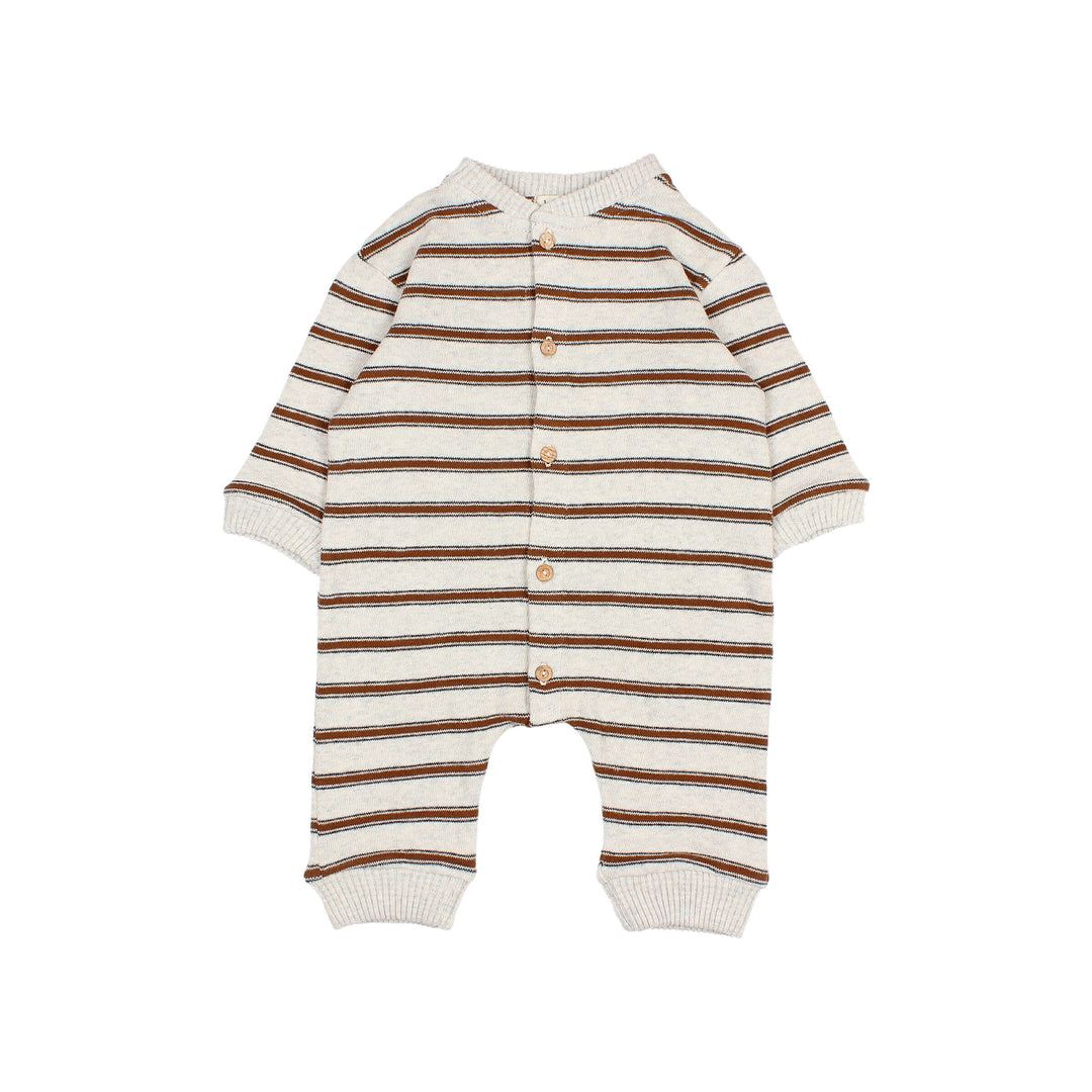 Buho baby jumpsuit met strepen, lange mouwen, knoopsluiting en geribde manchetten, gemaakt van zacht katoen