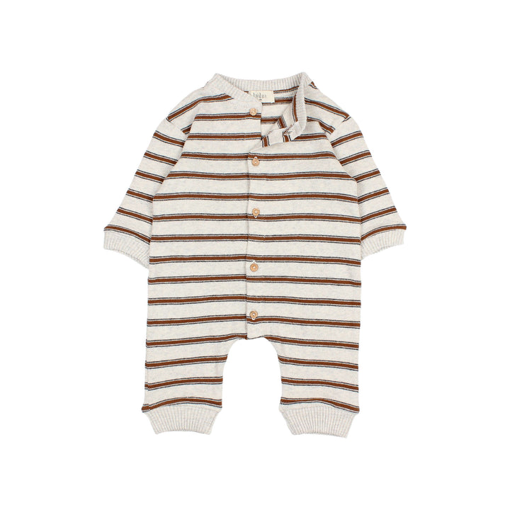 Buho baby jumpsuit met strepen, lange mouwen, knoopsluiting en geribde manchetten, gemaakt van zacht katoen