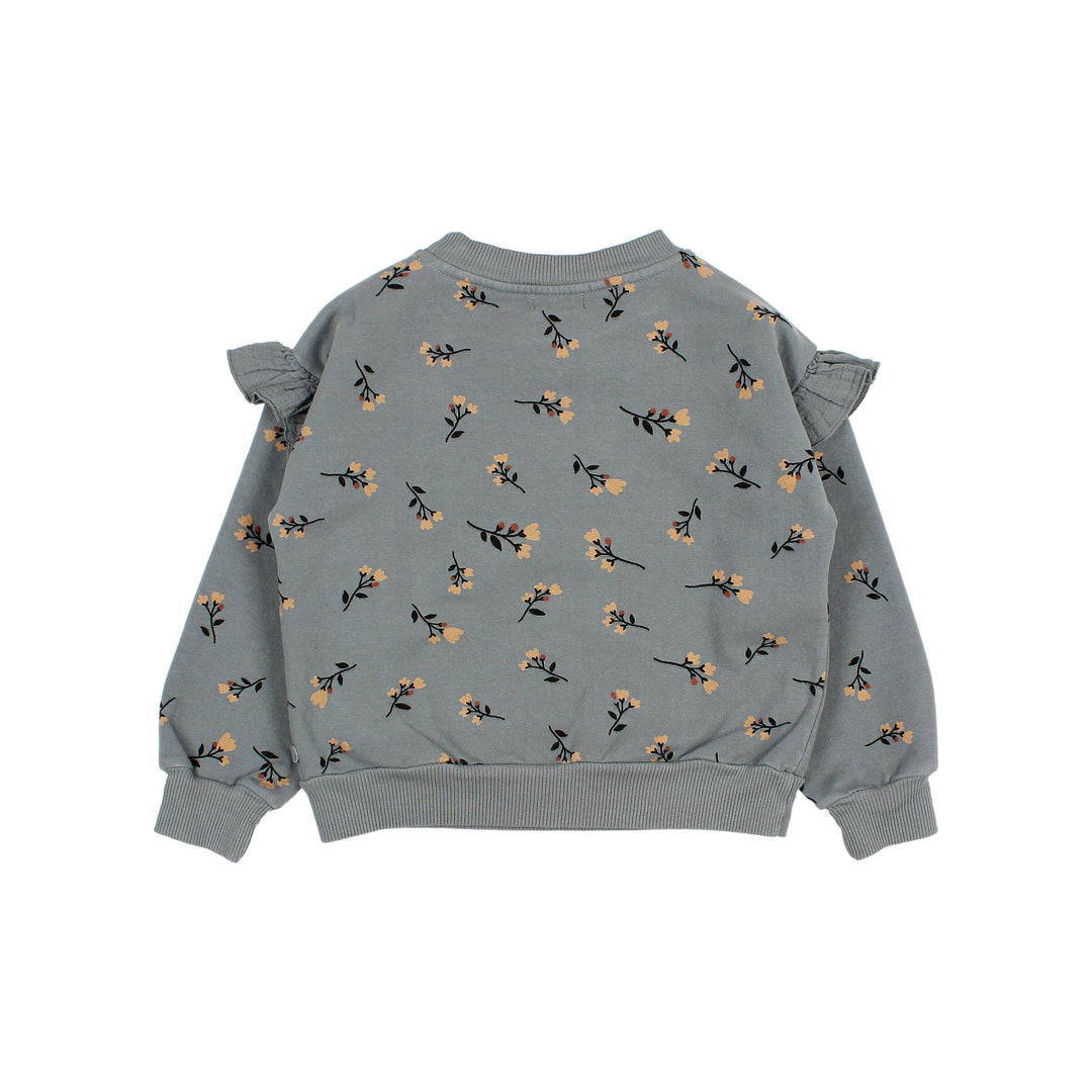 Buho pluche sweater in Elephant met folkloristische print, ruches bij de armsgaten en geribde boorden