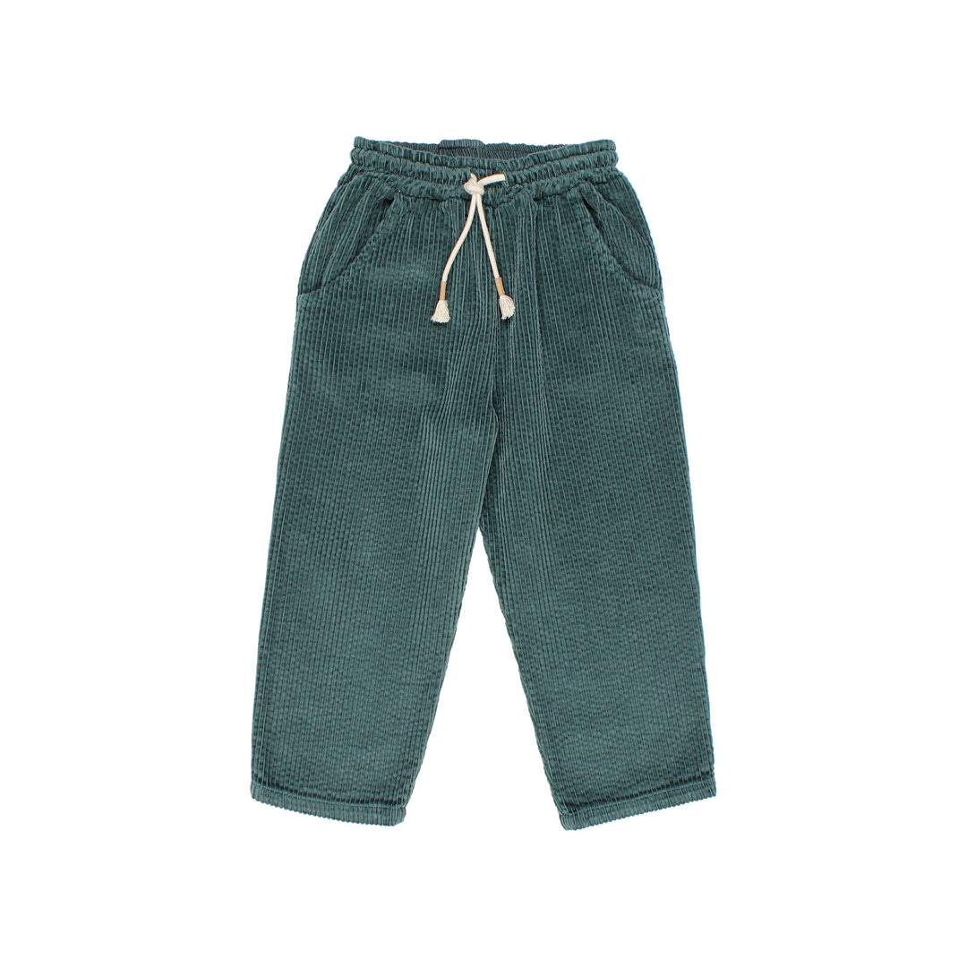 Buho lange corduroy broek in Bosco met elastische tailleband, trekkoord en zijzakken