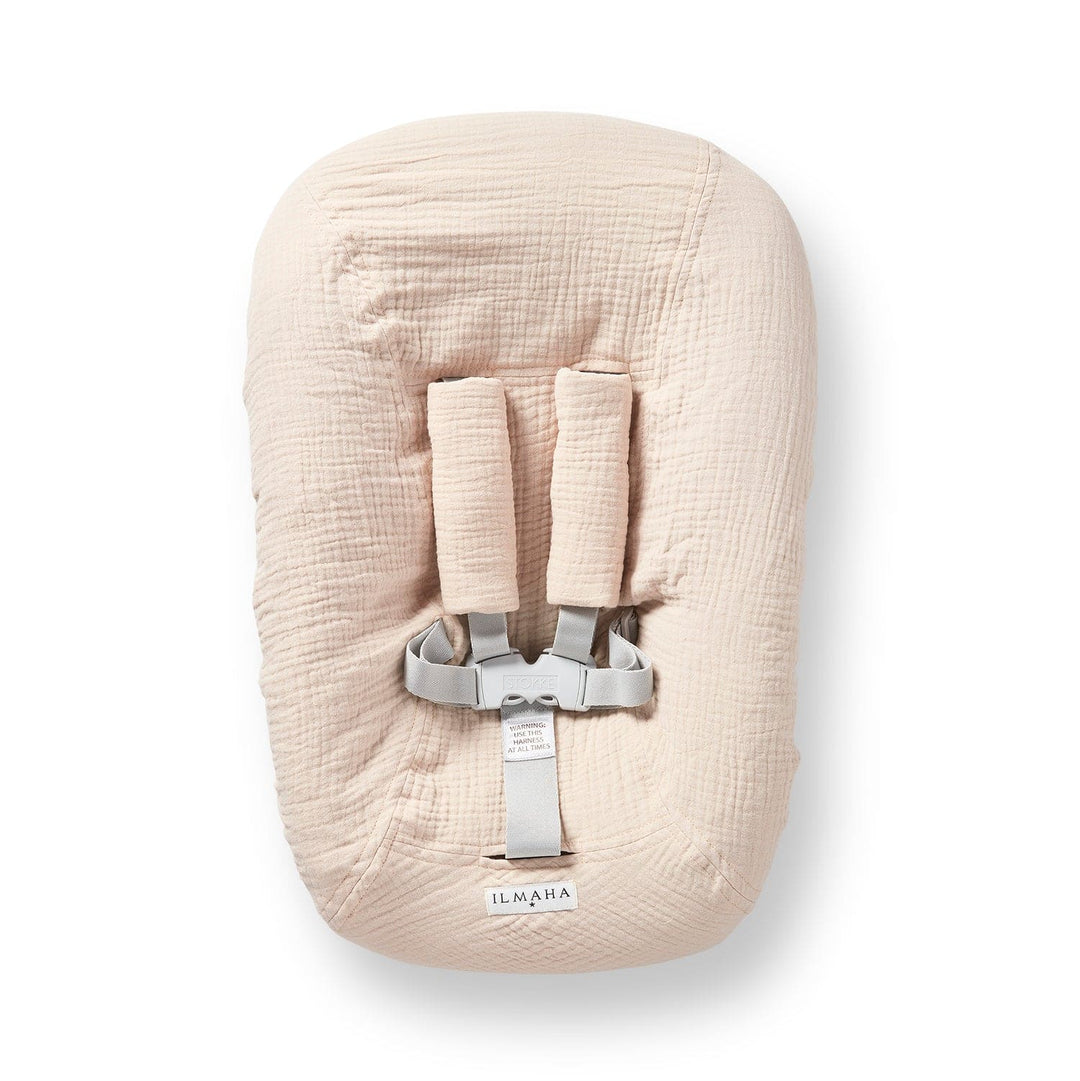 Ilmaha hoes voor Tripp Trapp Newborn Set, hydrofiel Champagne, met gordel pads.