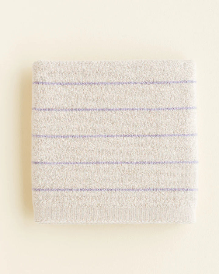 Hvid deken Harry 70x100 cm in Cream/Lilac, gebreid merinowol