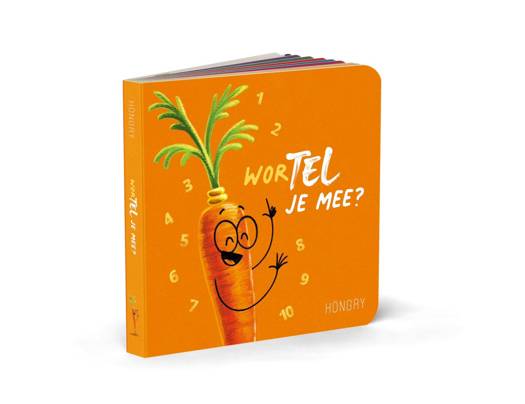 Boek "Wortel Je Mee?" van Hongry met Tilly Wortel die vriendjes telt van één tot tien